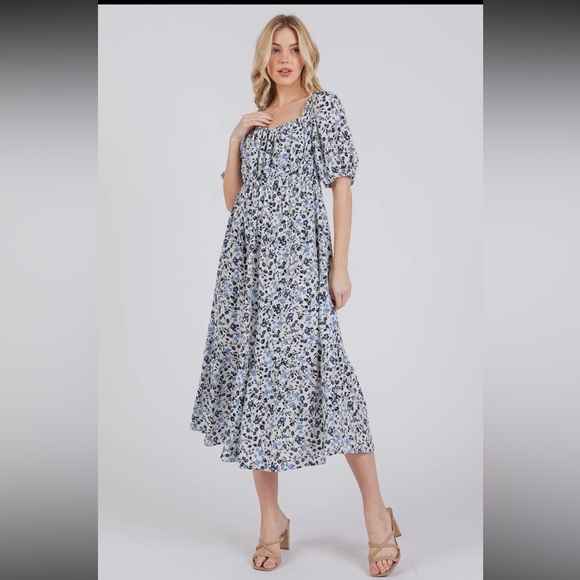 Boho Floral Midi Dress - Picture 1 of 4